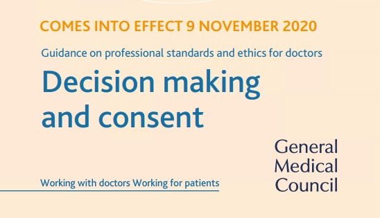 Front page of GMC document 'Shared decision making and consent'